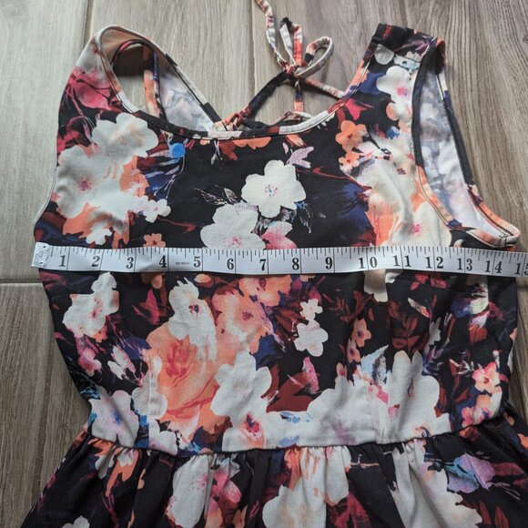 Forever 21 Women’s Dress Size L Black Pink White Floral Sleeveless Skater - Picture 5 of 6
